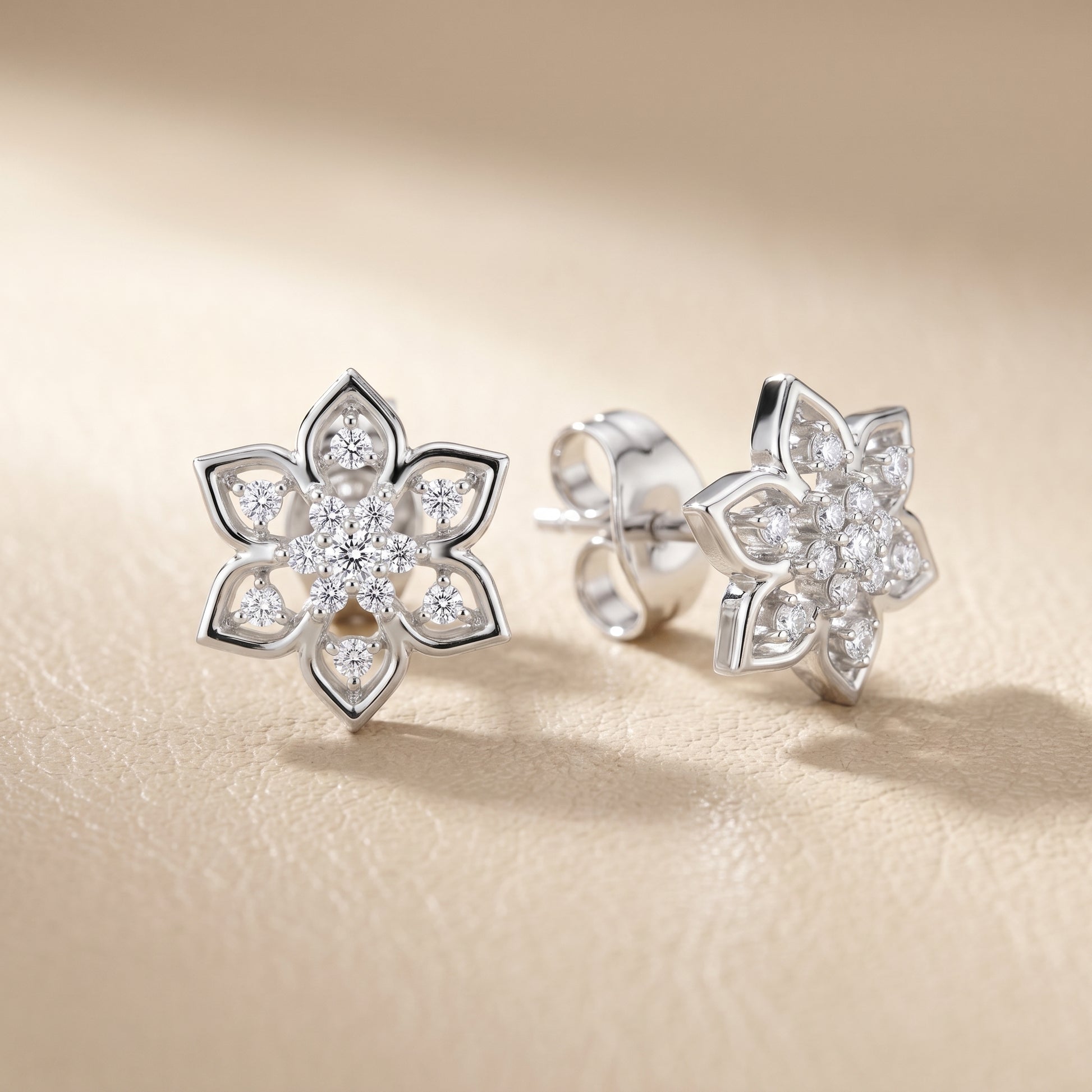 Round Cut Lab Grown Diamond Stud Earrings in Silver