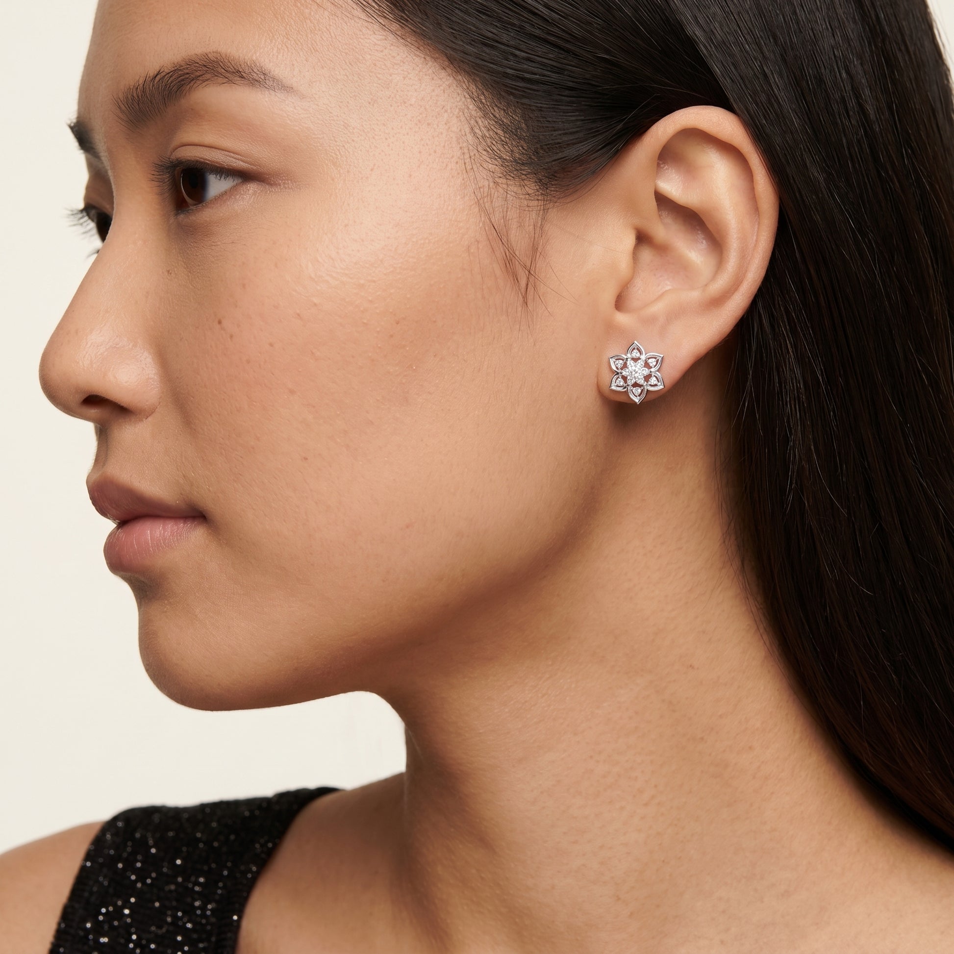 Round Cut Lab Grown Diamond Stud Earrings in Platinum