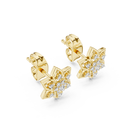 Round Cut Lab Grown Diamond Stud Earrings in Yellow Gold