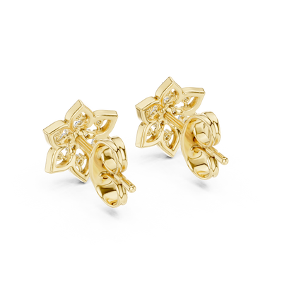 Round Cut Lab Grown Diamond Stud Earrings in Yellow Gold