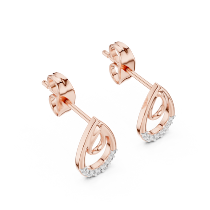 Round Cut Lab Grown Diamond Drop Earrings in Rose Gold
