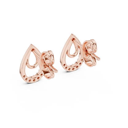 Round Cut Lab Grown Diamond Drop Earrings in Rose Gold