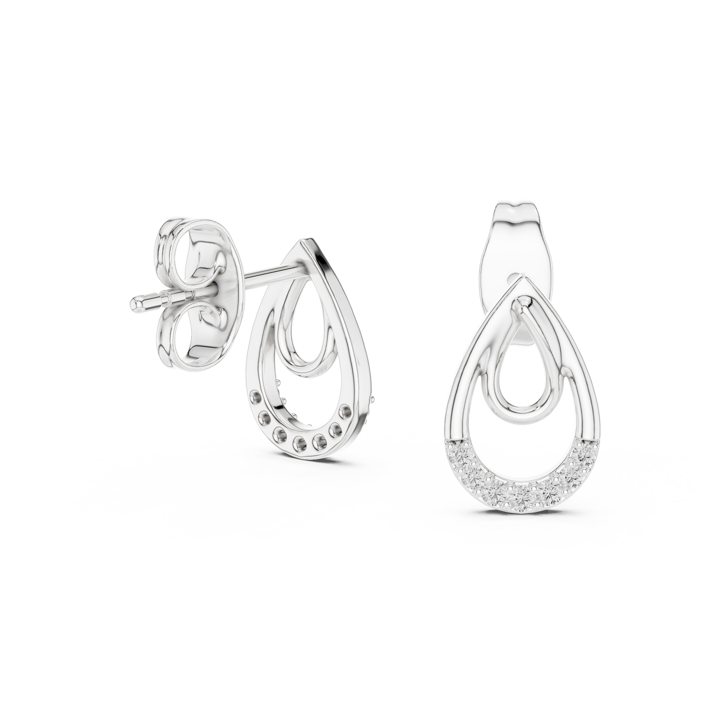 Round Cut Lab Grown Diamond Drop Earrings in Platinum