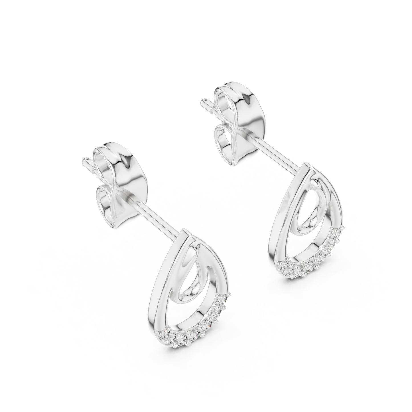 Round Cut Lab Grown Diamond Drop Earrings in Silver