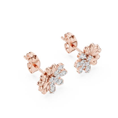 Round Cut Lab Grown Diamond Stud Earrings in Rose Gold