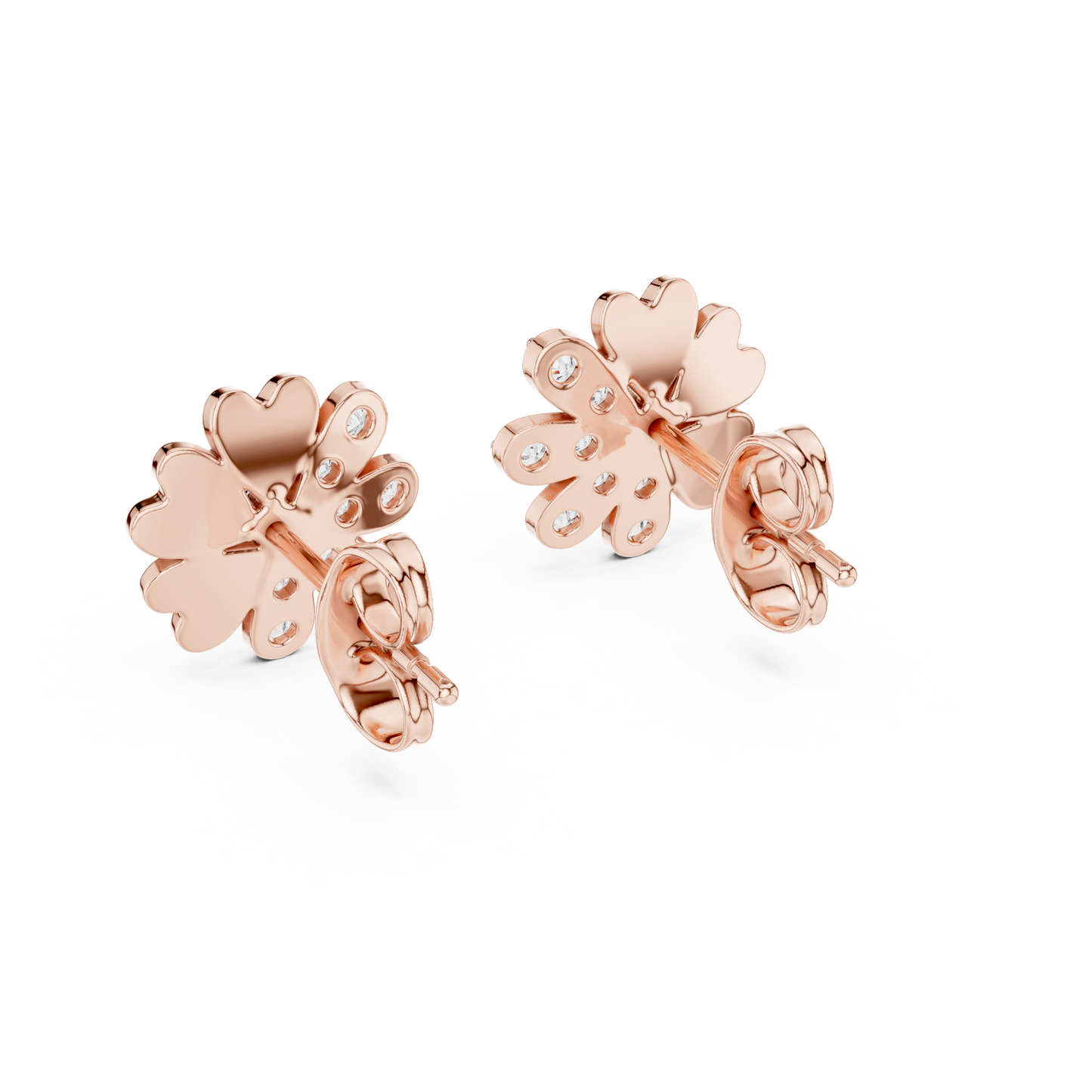 Round Cut Lab Grown Diamond Stud Earrings in Rose Gold