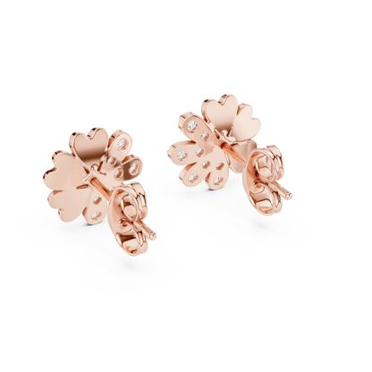 Round Cut Lab Grown Diamond Stud Earrings in Rose Gold