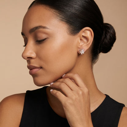 Round Cut Lab Grown Diamond Stud Earrings in Rose Gold
