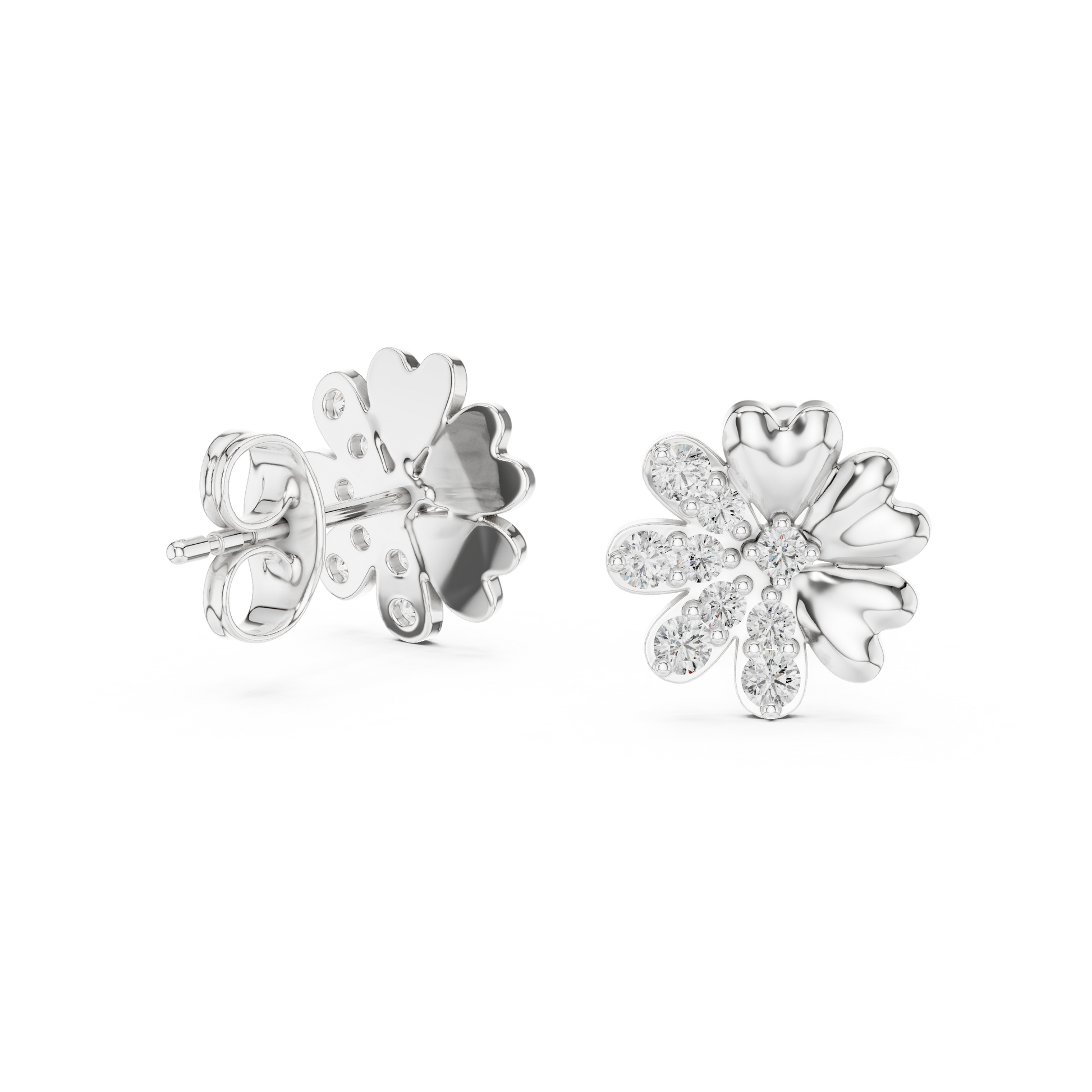 Round Cut Lab Grown Diamond Stud Earrings in White Gold