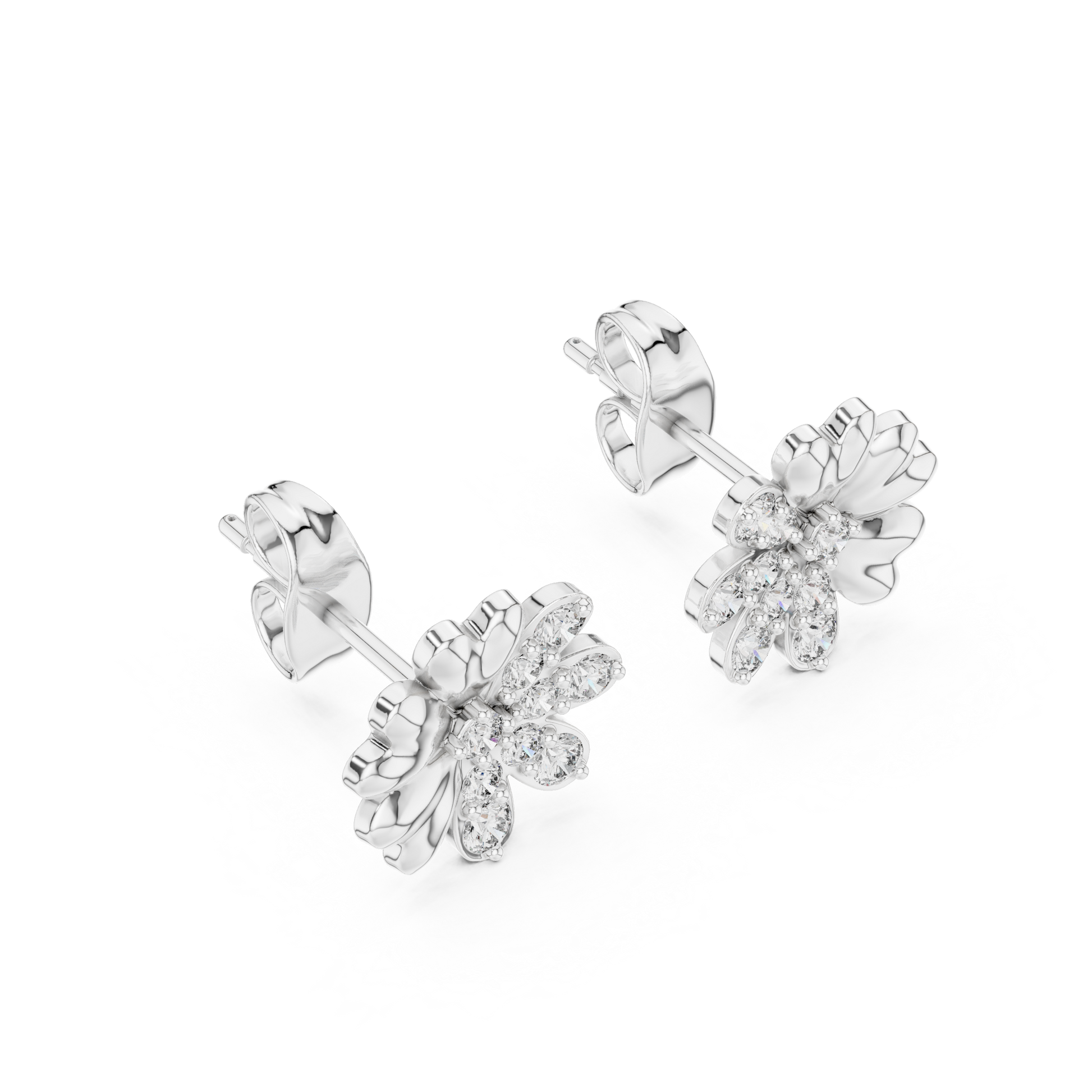 Round Cut Lab Grown Diamond Stud Earrings in White Gold