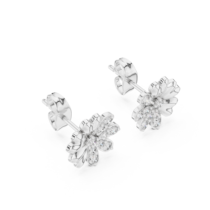 Round Cut Lab Grown Diamond Stud Earrings in Silver
