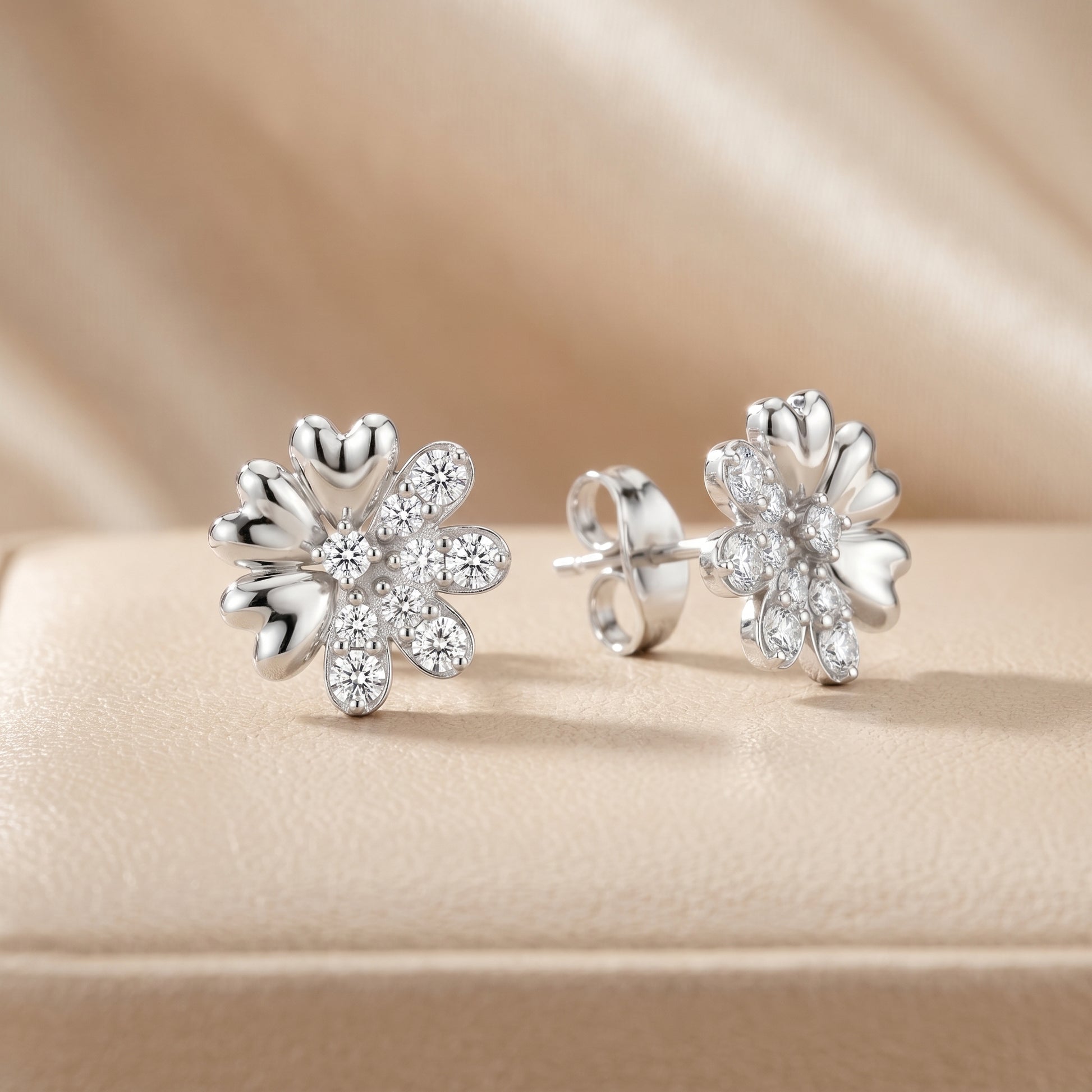 Round Cut Lab Grown Diamond Stud Earrings in Platinum