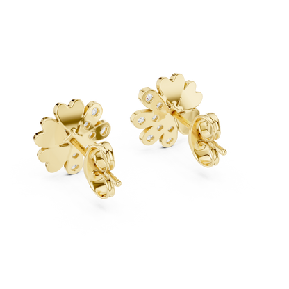 Round Cut Lab Grown Diamond Stud Earrings in Yellow Gold
