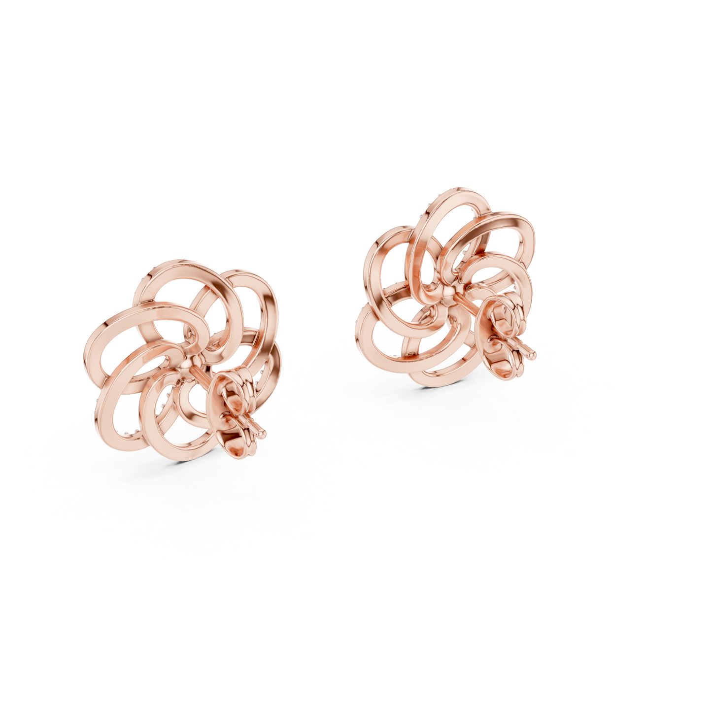 Round Cut Lab Grown Diamond Stud Earrings in Rose Gold