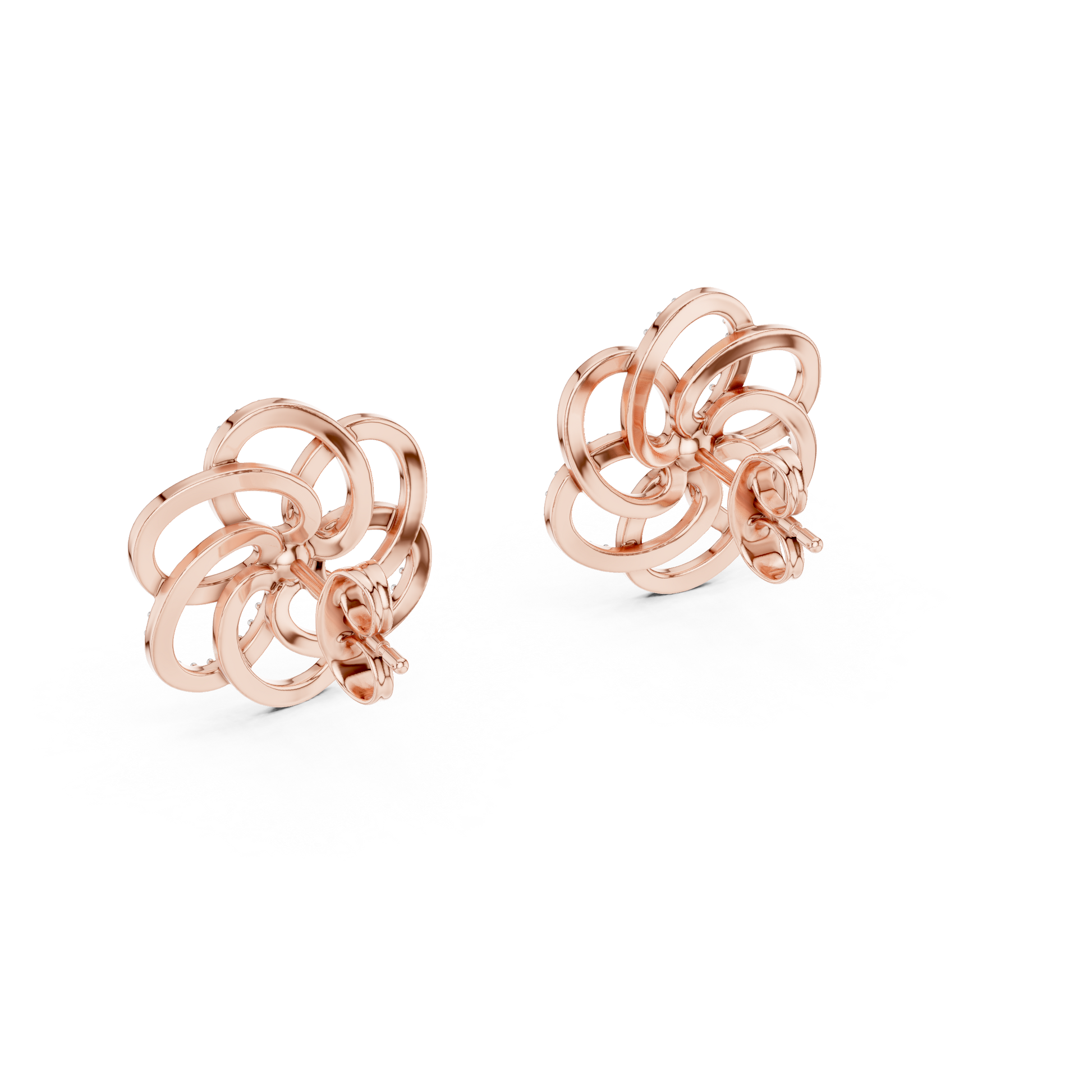 Round Cut Lab Grown Diamond Stud Earrings in Rose Gold