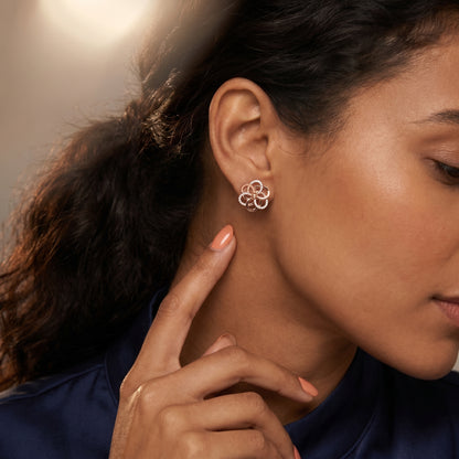 Round Cut Lab Grown Diamond Stud Earrings in Rose Gold
