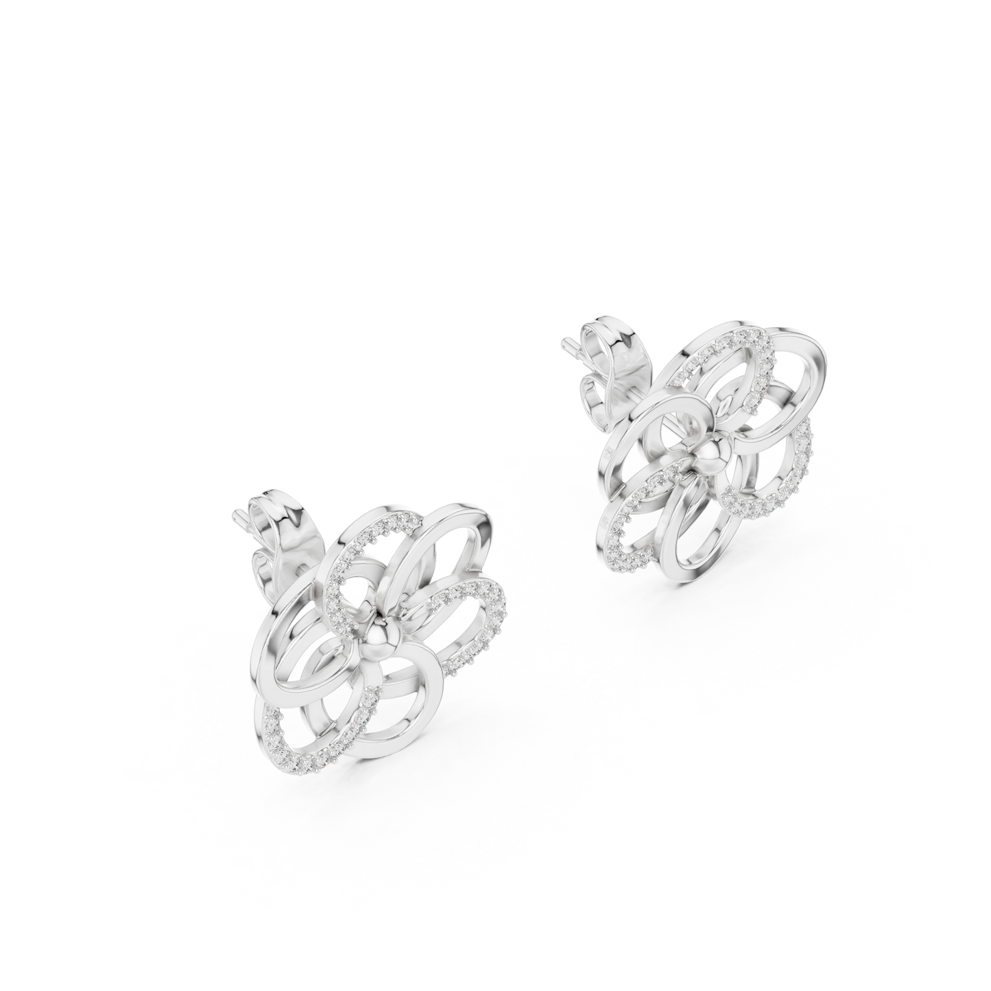 Round Cut Lab Grown Diamond Stud Earrings in White Gold