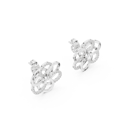 Round Cut Lab Grown Diamond Stud Earrings in Platinum