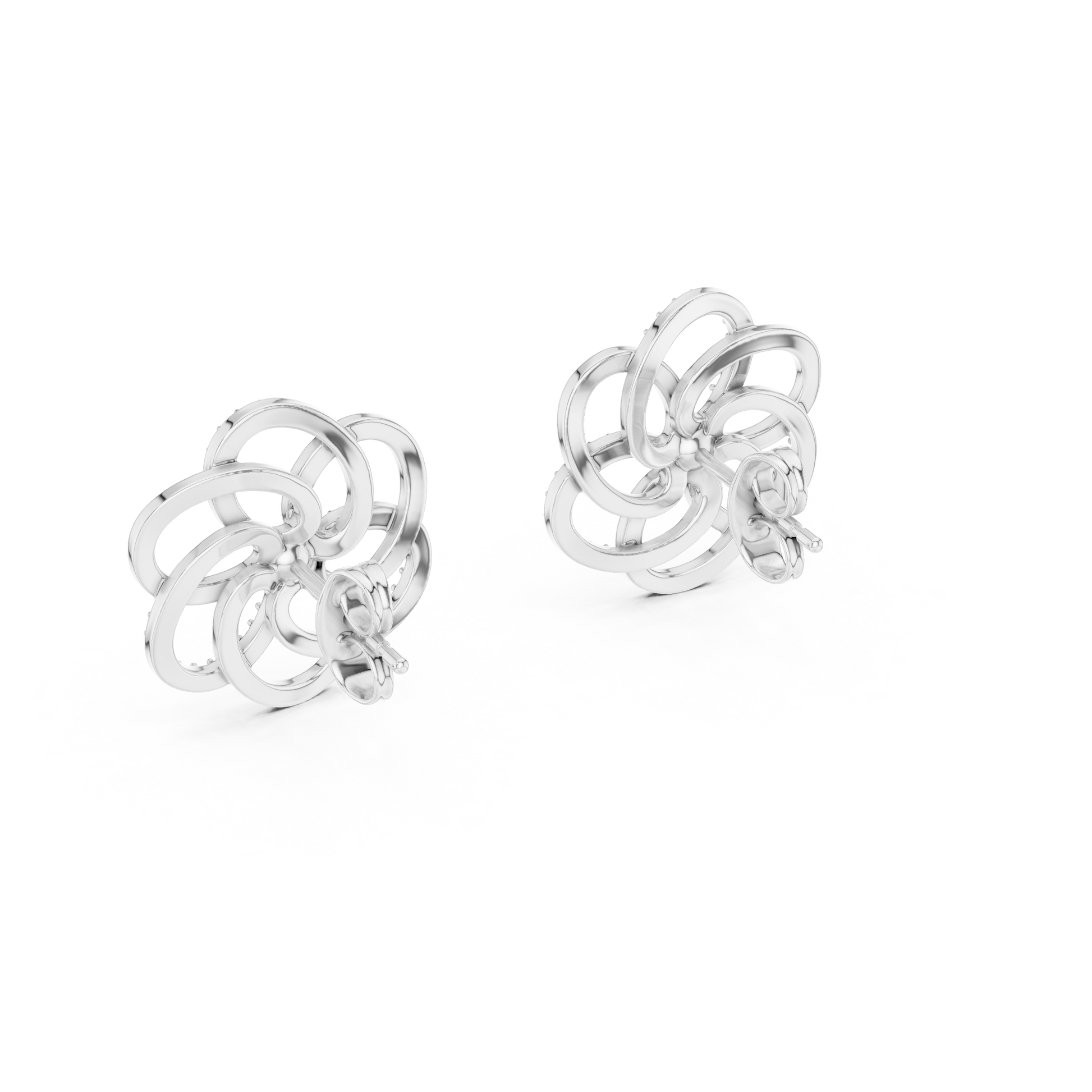 Round Cut Lab Grown Diamond Stud Earrings in Silver