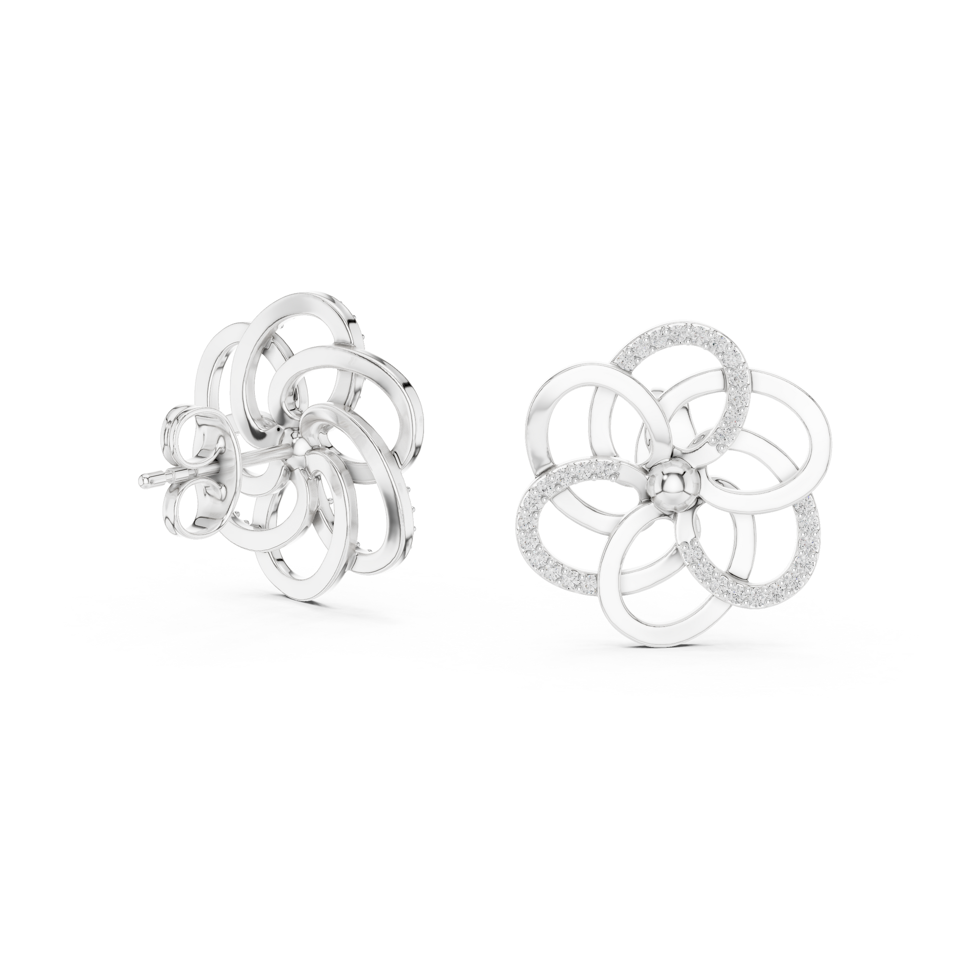 Round Cut Lab Grown Diamond Stud Earrings in Platinum