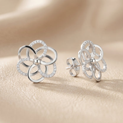 Round Cut Lab Grown Diamond Stud Earrings in White Gold