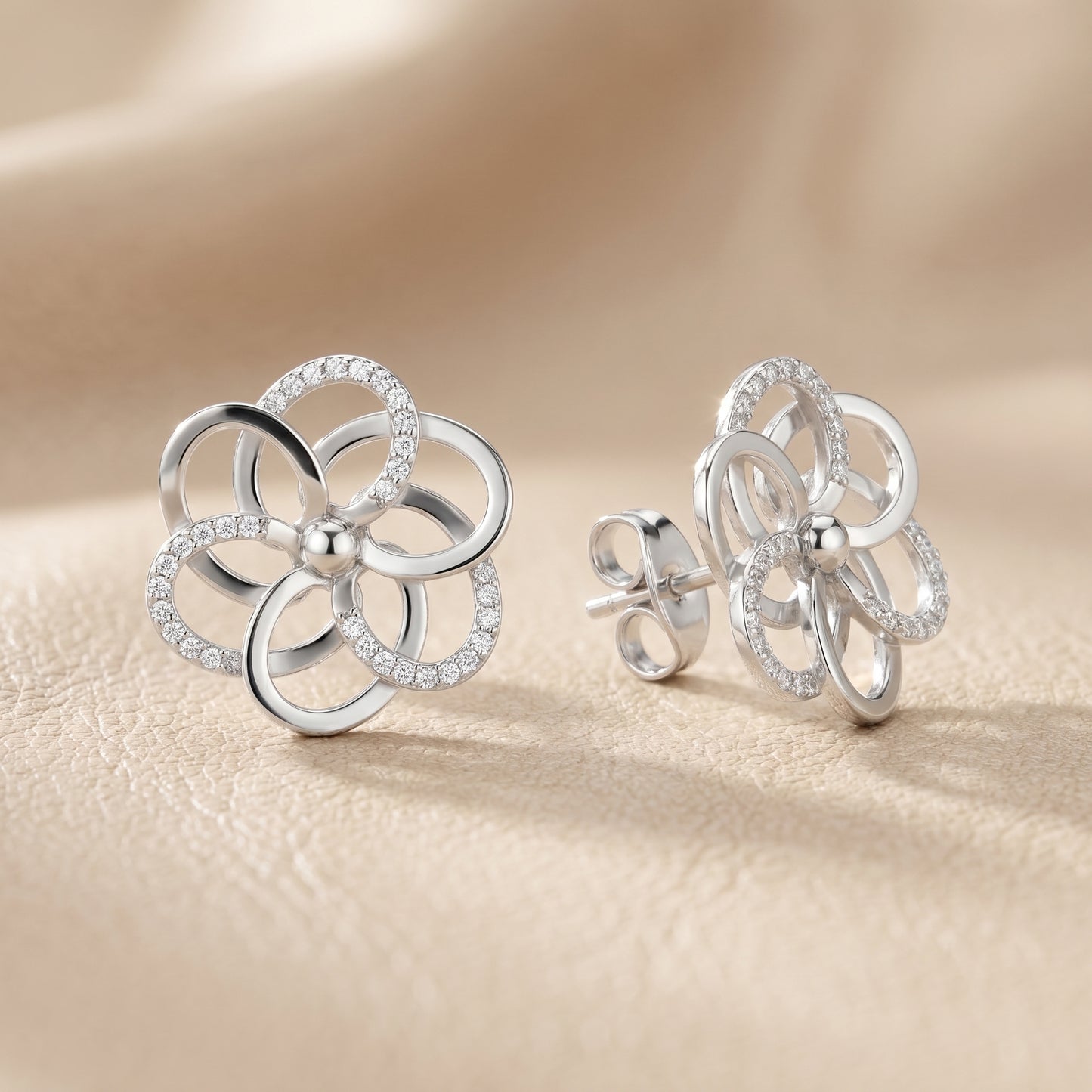 Round Cut Lab Grown Diamond Stud Earrings in Silver