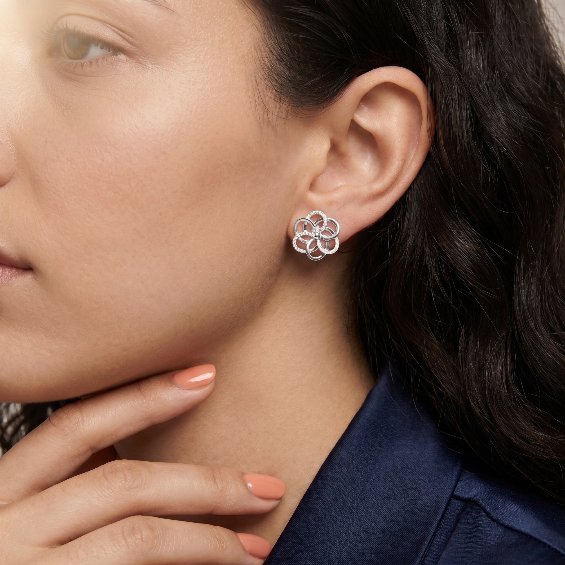 Round Cut Lab Grown Diamond Stud Earrings in White Gold