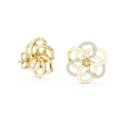 Round Cut Lab Grown Diamond Stud Earrings in Yellow Gold
