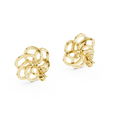 Round Cut Lab Grown Diamond Stud Earrings in Yellow Gold
