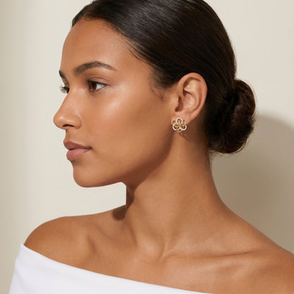 Round Cut Lab Grown Diamond Stud Earrings in Yellow Gold