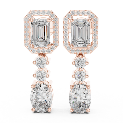 Emerald Oval Cut Lab Grown Diamond Ring in Rose Gold