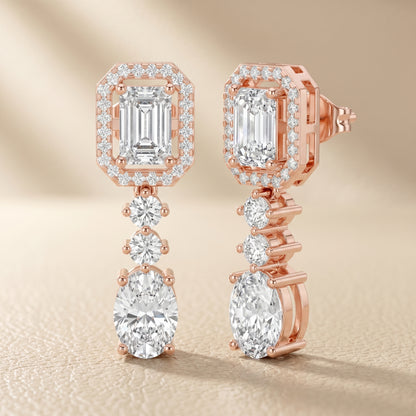 Emerald Oval Cut Lab Grown Diamond Ring in Rose Gold