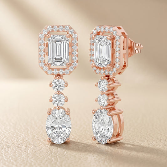 Emerald Oval Cut Lab Grown Diamond Ring in Rose Gold