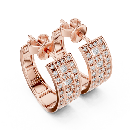 Round Cut Lab Grown Diamond Hoop Earrings in Rose Gold