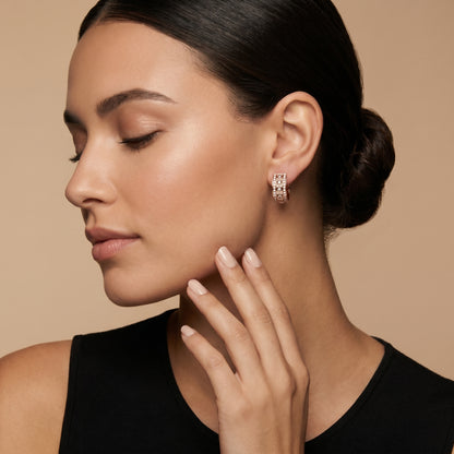 Round Cut Lab Grown Diamond Hoop Earrings in Rose Gold