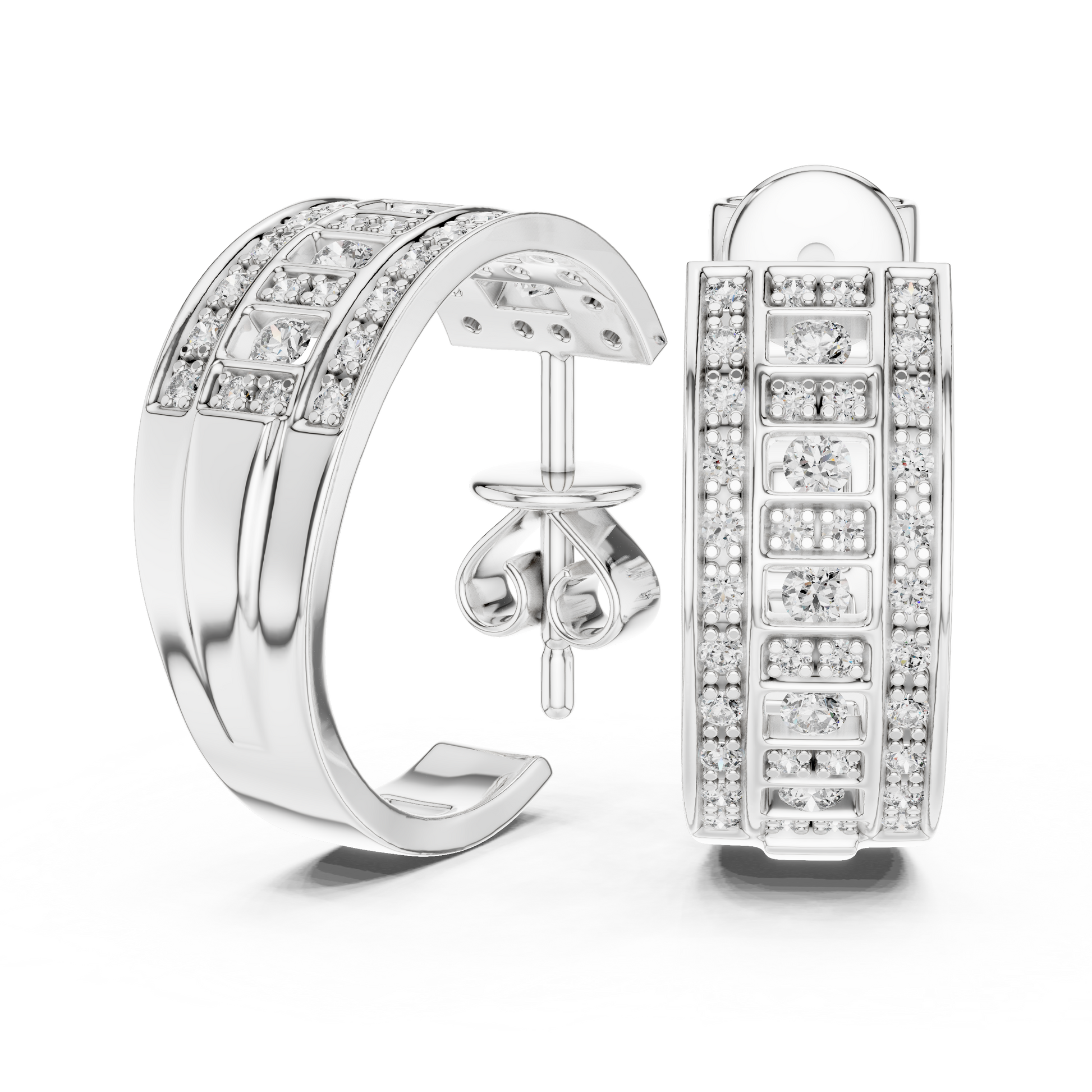 Round Cut Lab Grown Diamond Hoop Earrings in White Gold