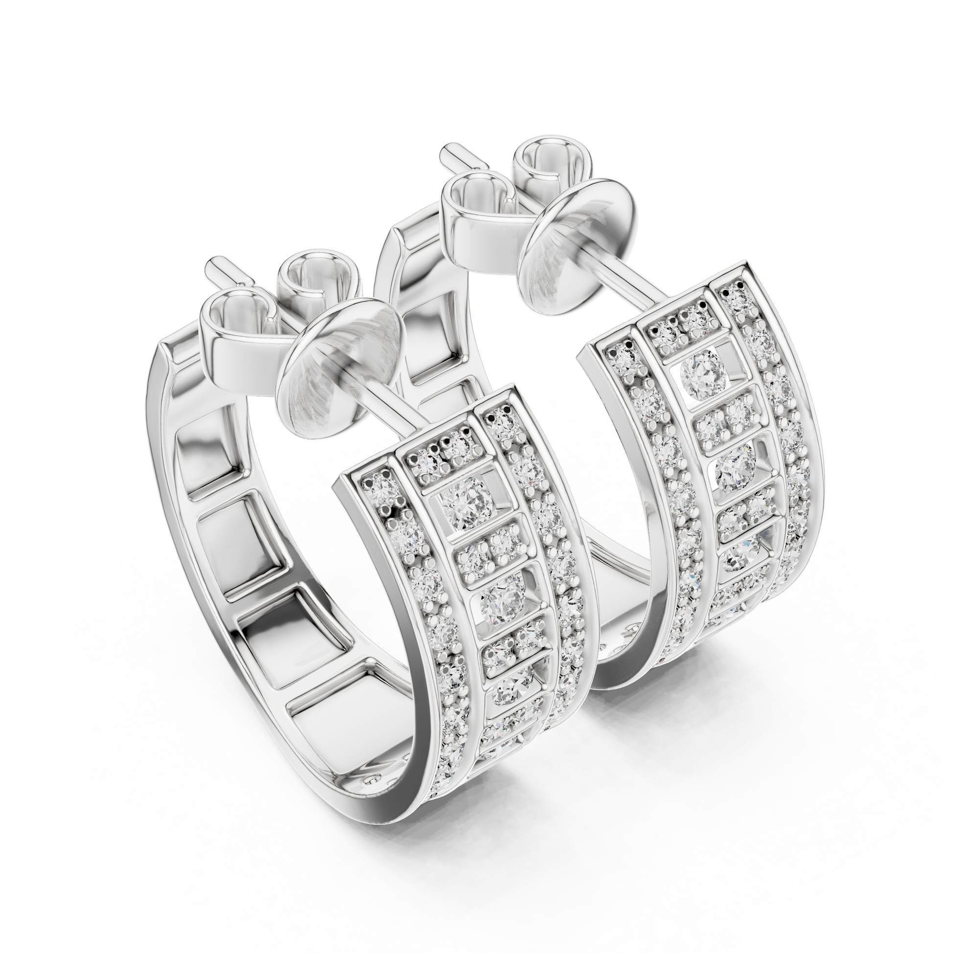 Round Cut Lab Grown Diamond Hoop Earrings in White Gold