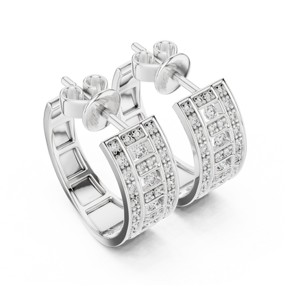 Round Cut Lab Grown Diamond Hoop Earrings in Platinum