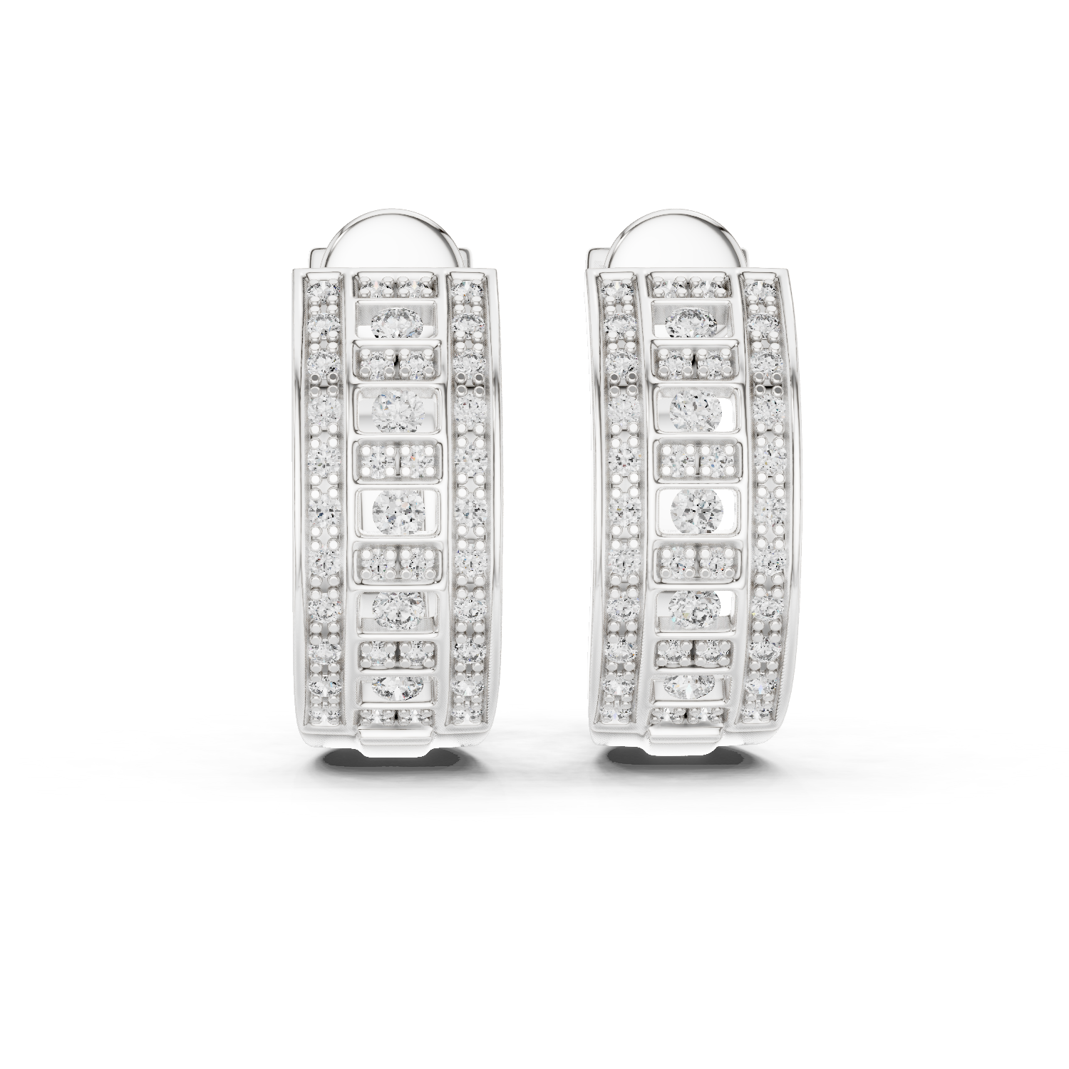Round Cut Lab Grown Diamond Hoop Earrings in White Gold