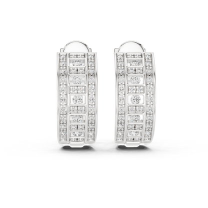 Round Cut Lab Grown Diamond Hoop Earrings in White Gold
