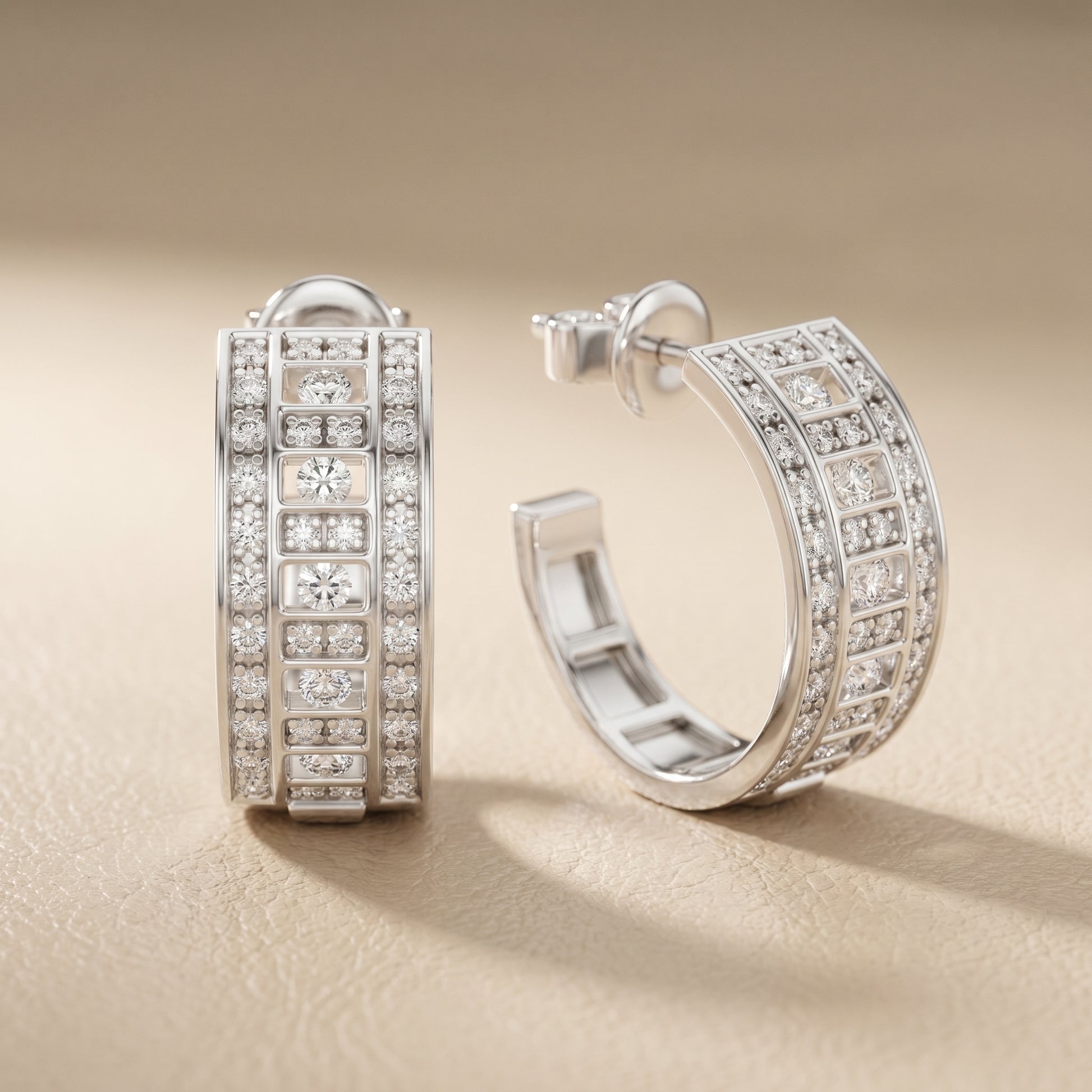 Round Cut Lab Grown Diamond Hoop Earrings in Silver