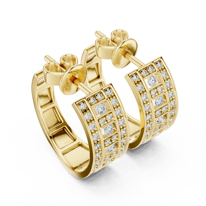Round Cut Lab Grown Diamond Hoop Earrings in Yellow Gold