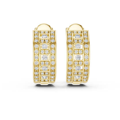 Round Cut Lab Grown Diamond Hoop Earrings in Yellow Gold