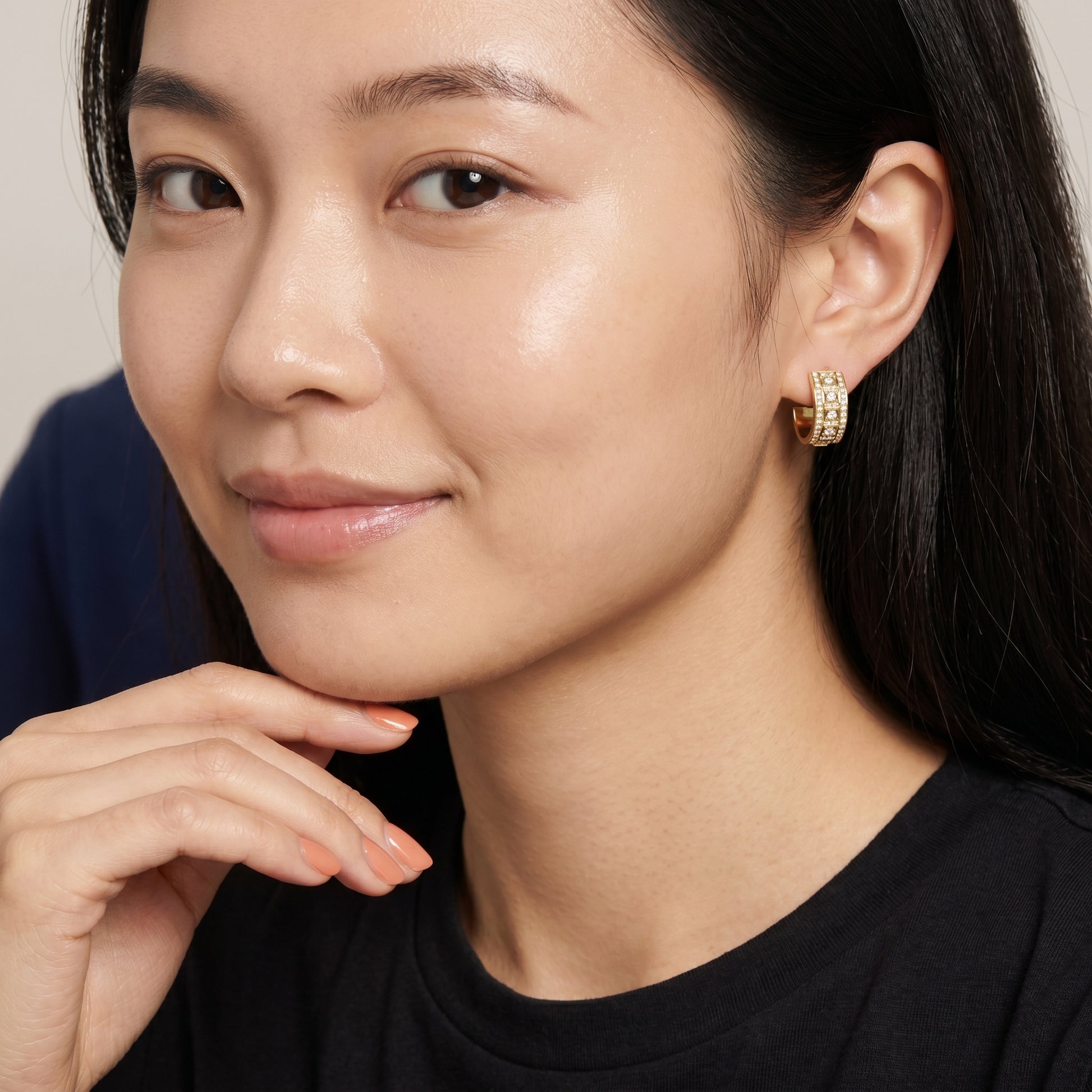 Round Cut Lab Grown Diamond Hoop Earrings in Yellow Gold