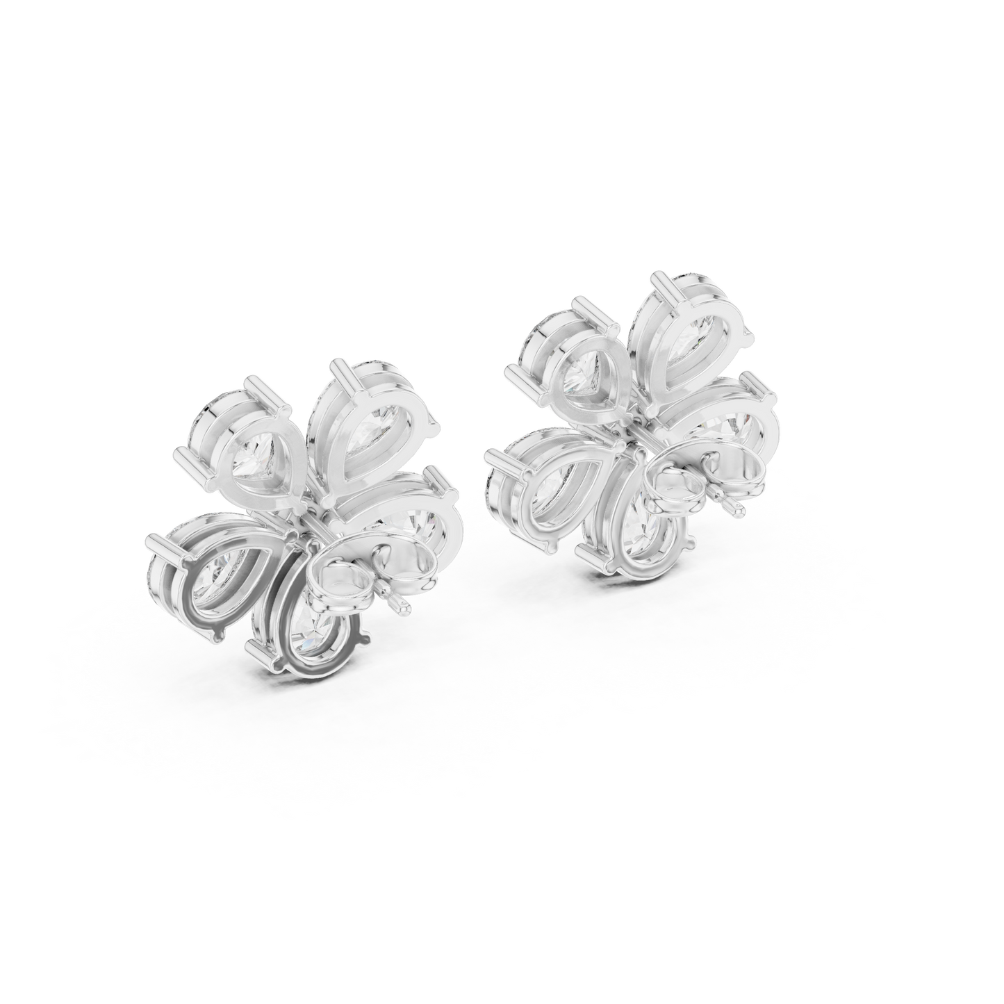 Pear Round Cut Lab Grown Diamond Stud Earrings in Platinum