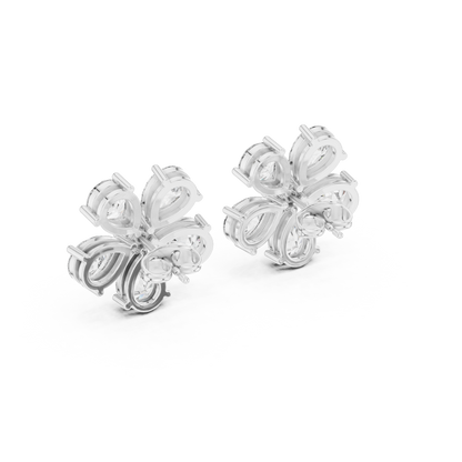 Pear Round Cut Lab Grown Diamond Stud Earrings in Platinum