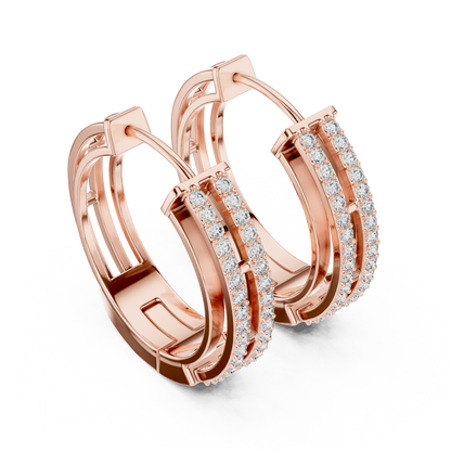 Round Cut Lab Grown Diamond Hoop Earrings in Rose Gold