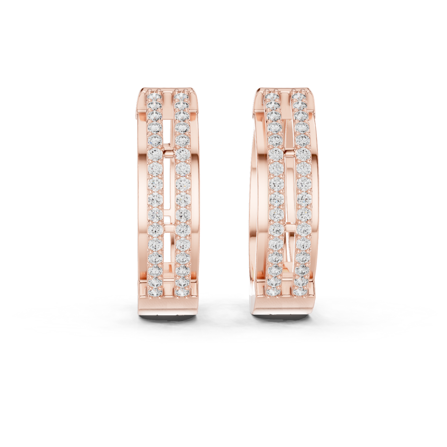 Round Cut Lab Grown Diamond Hoop Earrings in Rose Gold