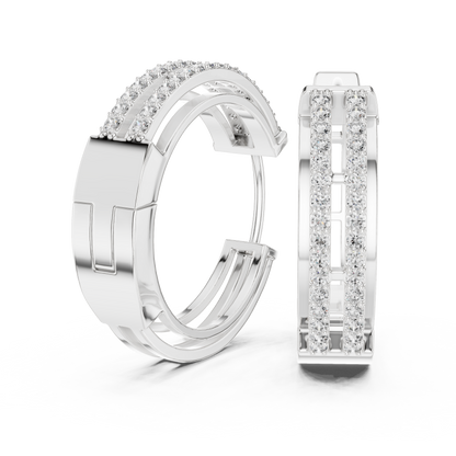Round Cut Lab Grown Diamond Hoop Earrings in Platinum