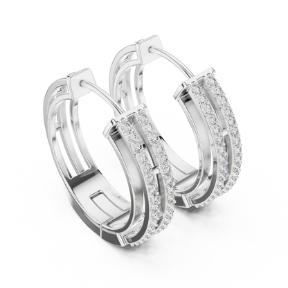 Round Cut Lab Grown Diamond Hoop Earrings in Platinum